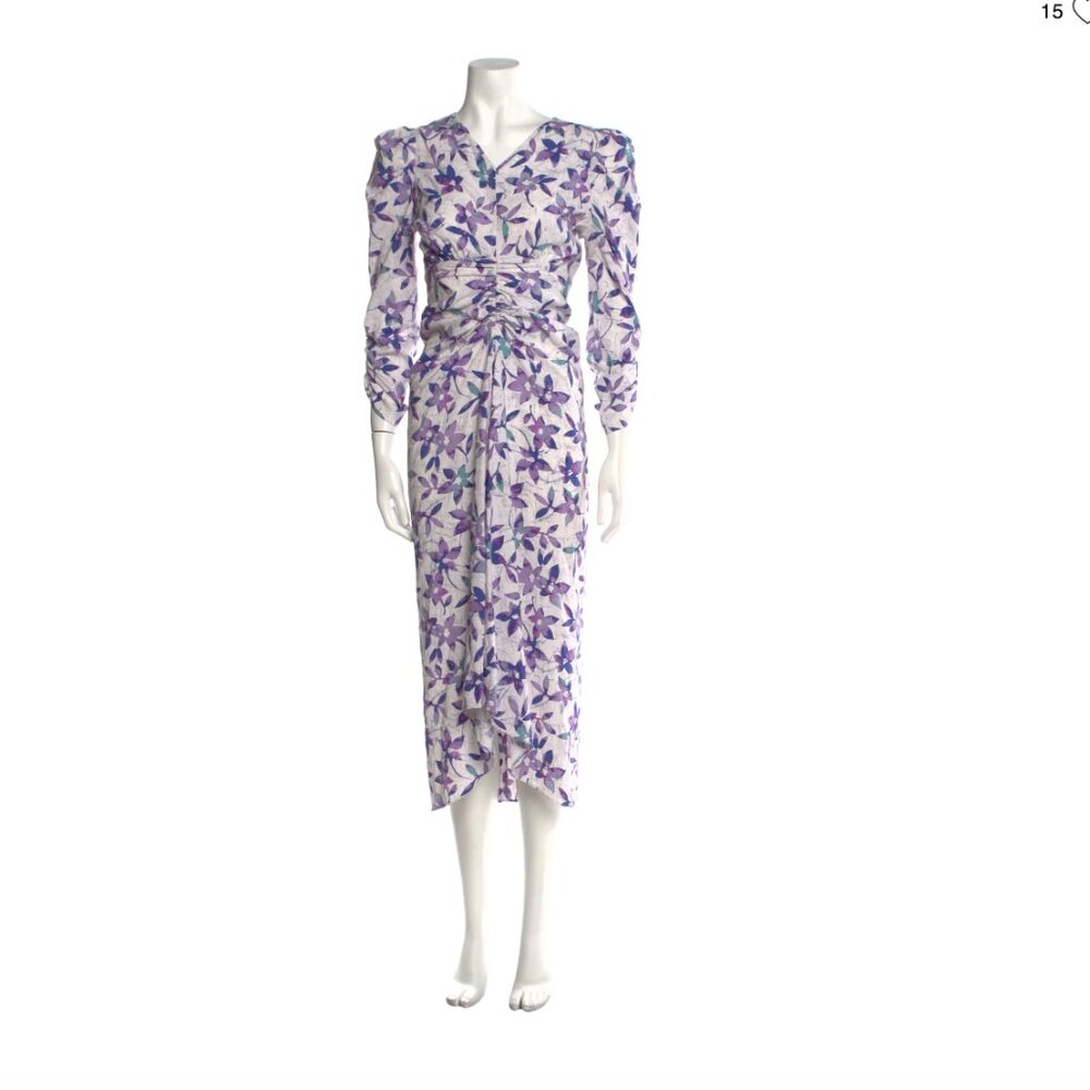 Isabel Marant Albisd Albini Ruched Floral Print Stretch Crepe Maxi Dress…